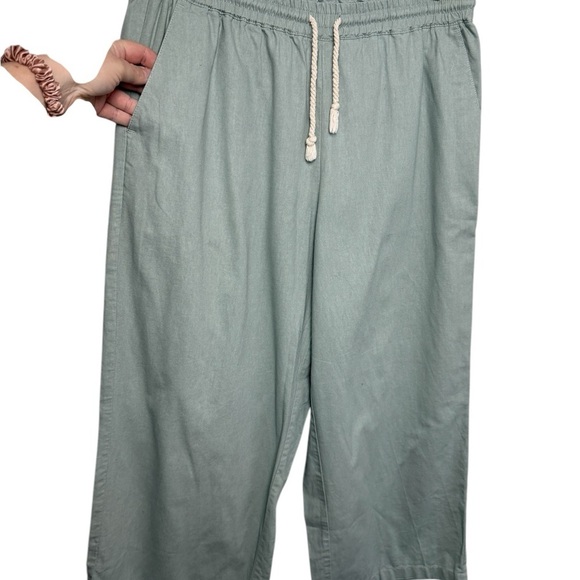 J. Crew Pants Women L Mint Green Astrid Wide Leg Chino Pull On Pockets Laganlook - Picture 5 of 12